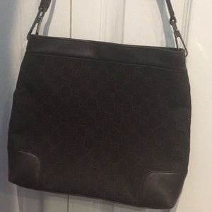 Gucci vintage shoulder bag monogram canvas, pre owned, brown